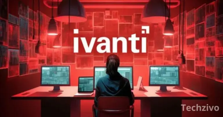 Cybersecurity expert analyzing Ivanti EPMM vulnerabilities on multiple monitors in a red-lit control room.