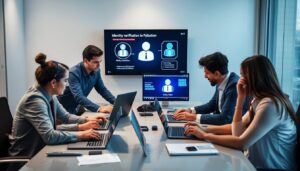 Visual representation of five cybersecurity strategies to protect against North Korean hacking threats, including insider detection and zero-trust networks. 