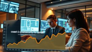 Employees attending cybersecurity awareness training to prevent phishing and social engineering attacks in a small business setting