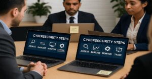 Professional infographic of cybersecurity integrity process