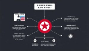 Illustration showing how North Korean hackers used stolen identities to work remotely for U.S. companies under fake profiles. 