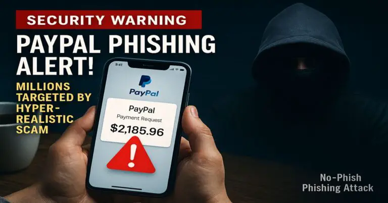 PayPal users alerted to sophisticated no-phish phishing cyberattack showing a realistic payment request used by cybercriminals to hijack accounts.