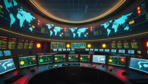 Military cyber command center showing CPCON 1 readiness under which cyberspace protection.